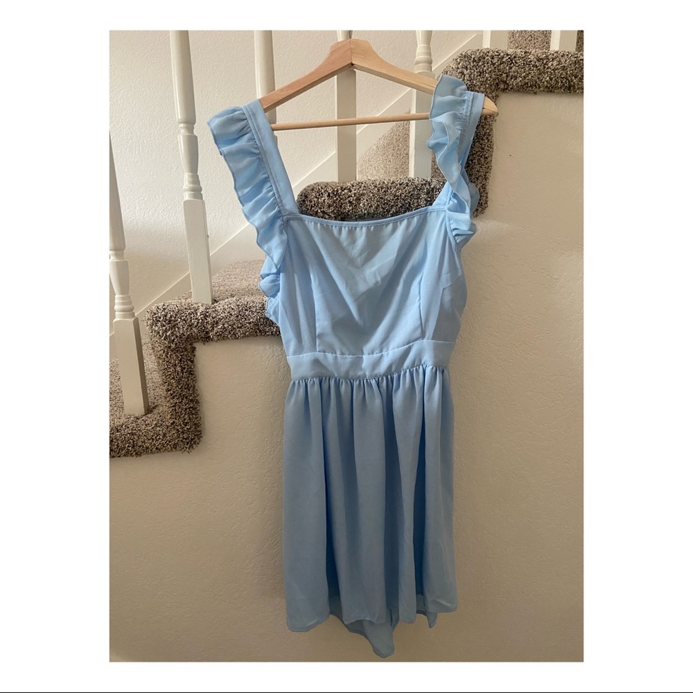 Baby Blue Backless Mini Dress